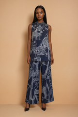 GG2115 B&W Print Satin Pants