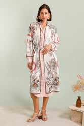 GG1066 Pink Floral Midi Dress