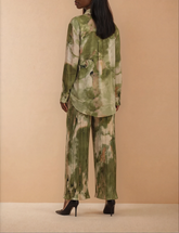 GG2078 Green Print Pleated Pants