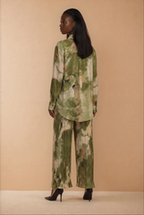 GG2079 Green Print Tie Front Top