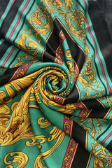 EE207 Floral Border Print Silk Scarf