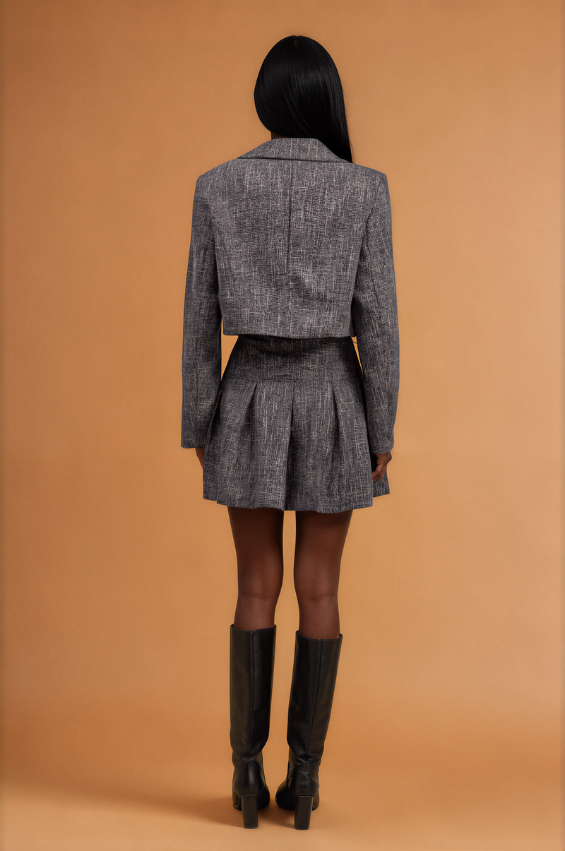 H1006 Blue Tweed Skirt