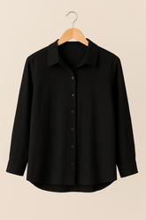 GG1055 Black Casual Button Up Blouse