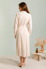 GG1091 Beige Lace Midi Dress