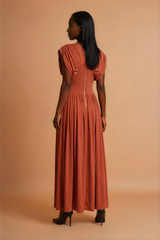 GG2156 Copper Pleated Maxi Dress