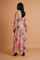 GG2161 Pink Beaded Button Maxi