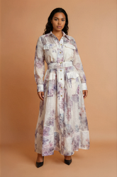 GG2163 Purple Cream Midi Dress