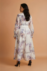 GG2163 Purple Cream Midi Dress