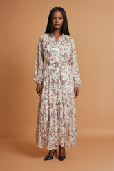 GG2165 White & Paisley Print Maxi