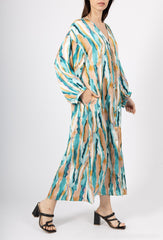 GG1021 Blue Multiprint Button Down Maxi