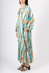 GG1021 Blue Multiprint Button Down Maxi