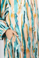 GG1021 Blue Multiprint Button Down Maxi