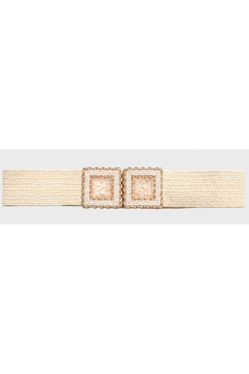 H1037 Beige Square Seashell Belt