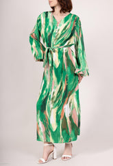 GG1023 Green Paint Print Maxi