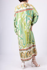 GG1026 Paisley Print Button Free Maxi