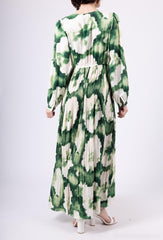 GG1028 Green & Beige Print A-line Maxi