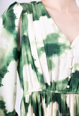 GG1028 Green & Beige Print A-line Maxi