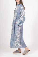 GG1031 Blue Floral Print Oversized Shirt Dress