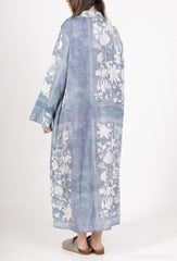 GG1031 Blue Floral Print Oversized Shirt Dress