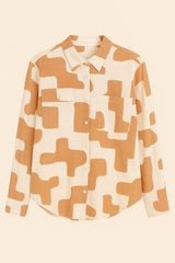 GG1059 Beige Print Blouse