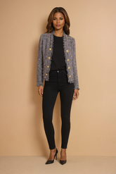 GG2128 Purple Tweed Knitted Cardigan
