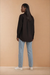 GG2126 Black Cotton Tie Front Detail