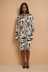 GG2129 Black Swirl Shirt Dress