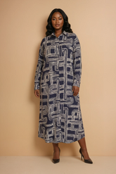 GG2130 Navy Blue Swirl Shirt Dress