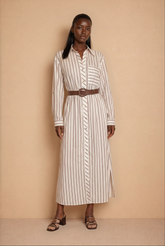 GG2132 Brown & White Stripe Dress