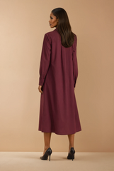 GG2138 Maroon Office Midi Dress