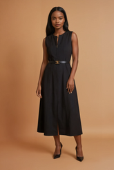 GG2174 Black A-Line Classic Midi