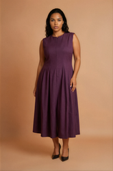 GG3102 Purple Midi Corporate Dress