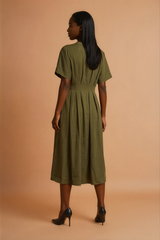 GG3103 Khaki Green Waist Tie Maxi