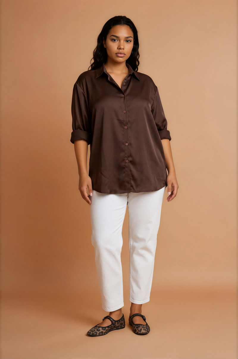 GGG4100 Brown Satin Top