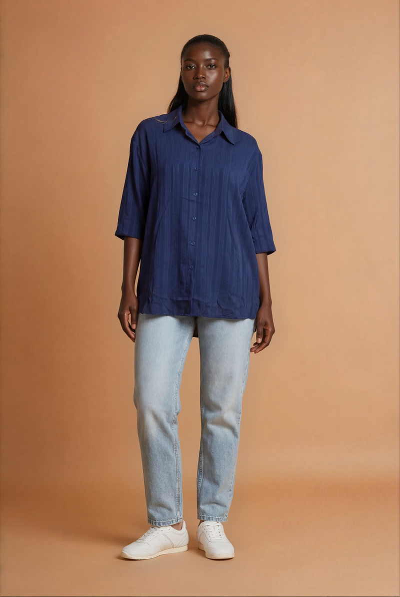 GGG4102 Navy Blue Satin Top