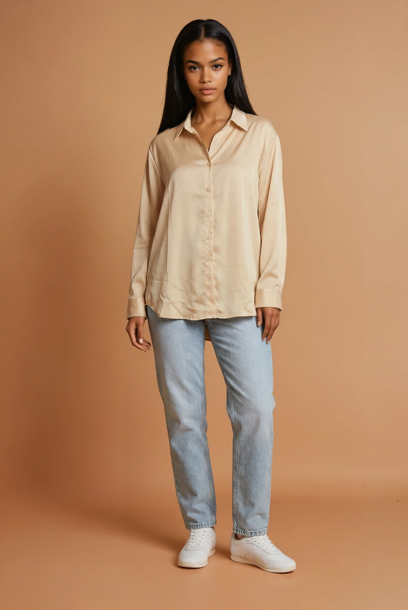 GGG4103 Butter Yellow Satin Top