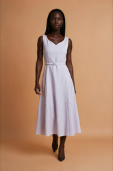 GGG4120 White Aline Midi Dress
