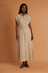 GGG5102 Sand Button Down Midi