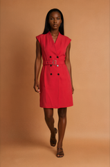 GGG5103 Red Button Classic Dress