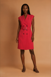 GGG5103 Red Button Classic Dress