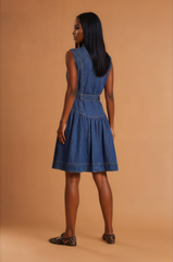 GGG5118 Blue Gold Button Jean Dress