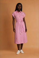 GGG5119 Pink Button Down Midi