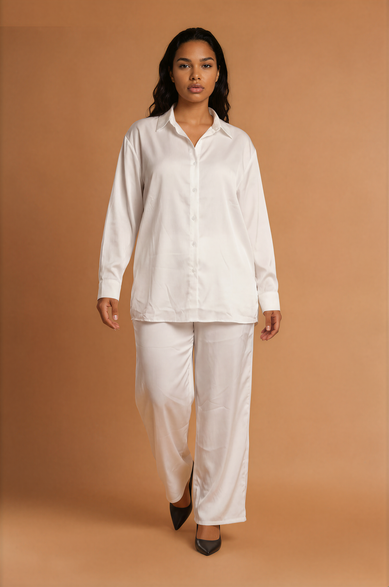 GGG5123 White Satin Pants