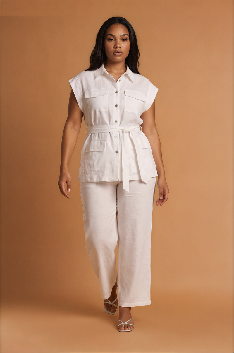 GGG5131 White Sleeveless Top