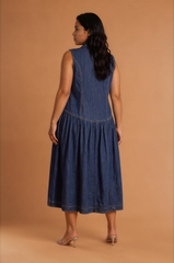 H2041 Denim Gold Hardware Midi