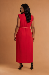 H2043 Red Office Midi Dress
