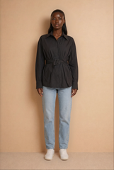 GG2126 Black Cotton Tie Front Detail