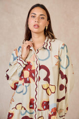 GG1070 Floral Beige Maxi Dress