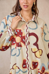 GG1070 Floral Beige Maxi Dress