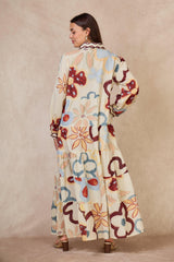 GG1070 Floral Beige Maxi Dress